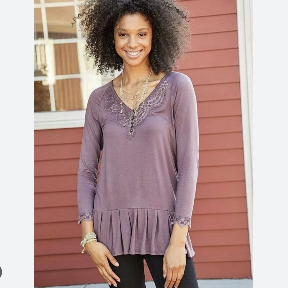 Matilda Jane Women's XXL Seasonal Goods Lace Detail Long Sleeve Top Tunic - Picture 2 of 5
